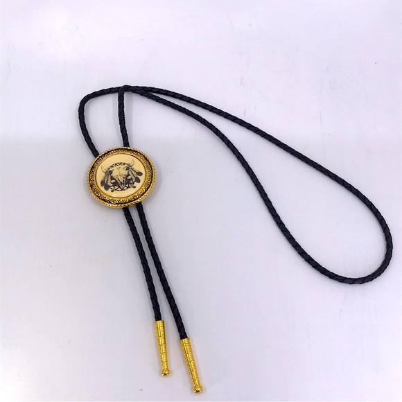 Vintage Barlow Buffalo Skull Bolo Tie – NIB – Western Cowboy Rockabilly - Picture 3 of 17